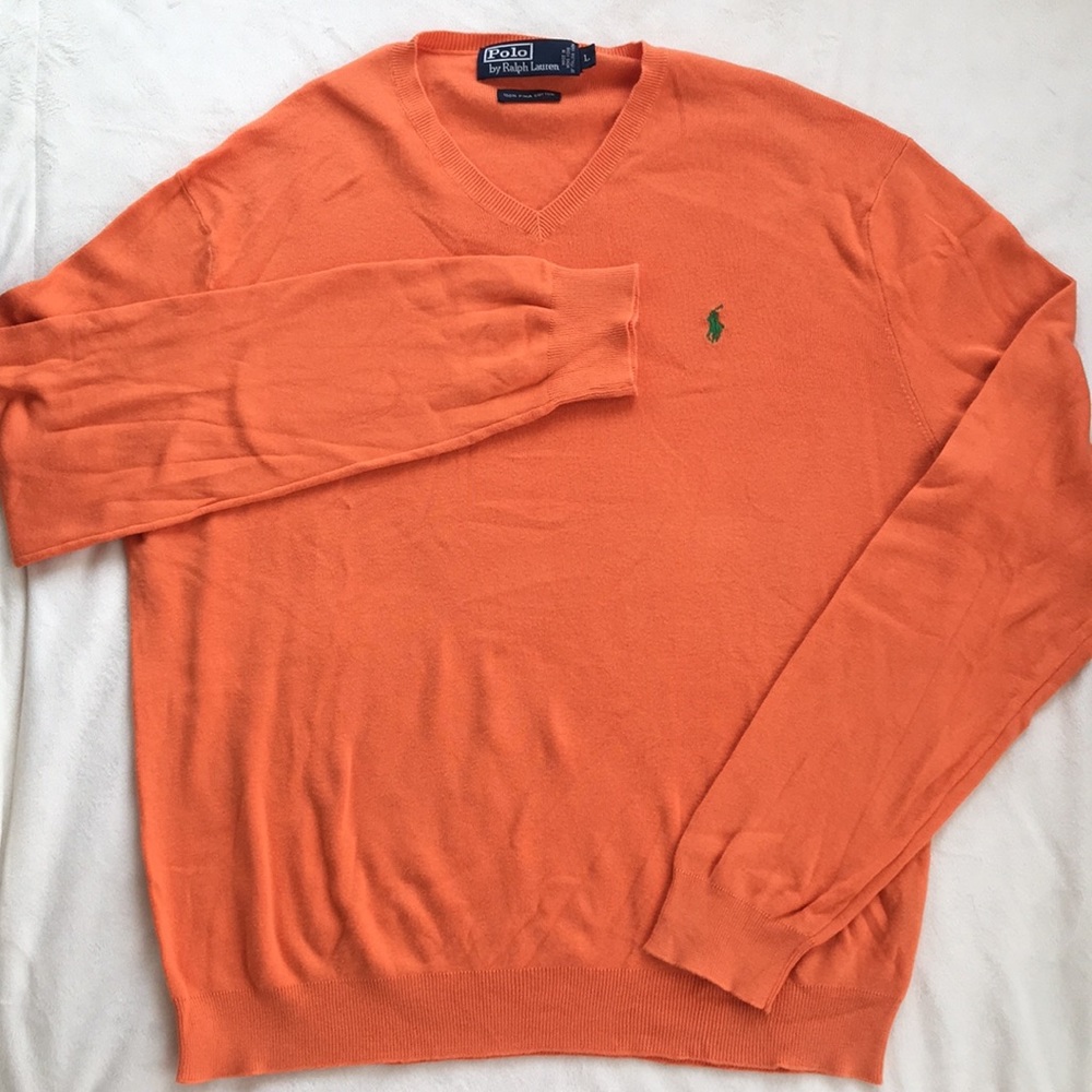[ Polo by Ralph Lauren Orange Pullover Sweater ] L - Picture 5 of 6